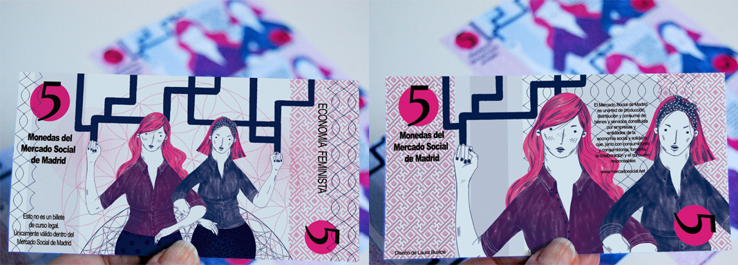 Diseño billete Mercado Social de Madrid. Laura Bustos