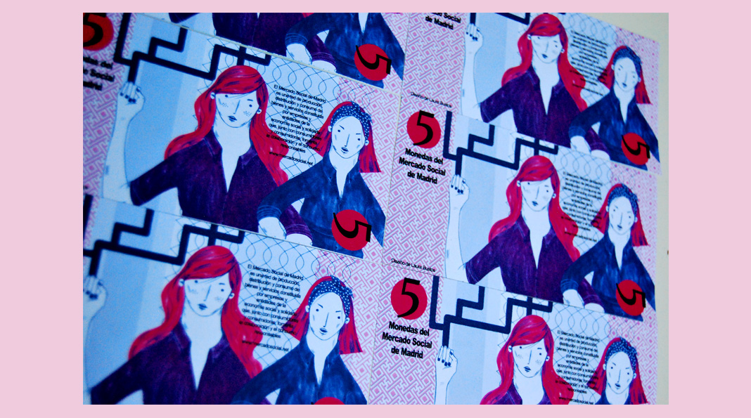 Diseño billete Mercado Social de Madrid. Laura Bustos