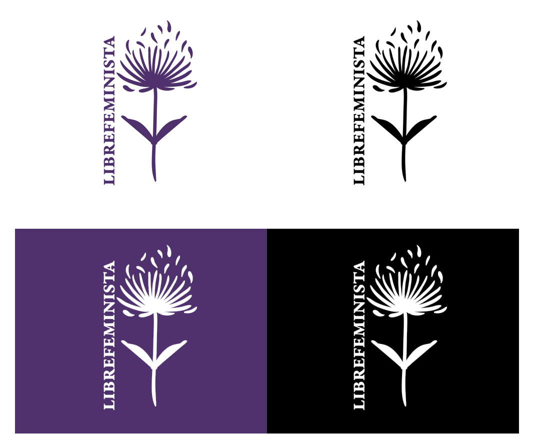 Diseño de logotipo para Librería Feminista. LibreFeminista. Variaciones de color