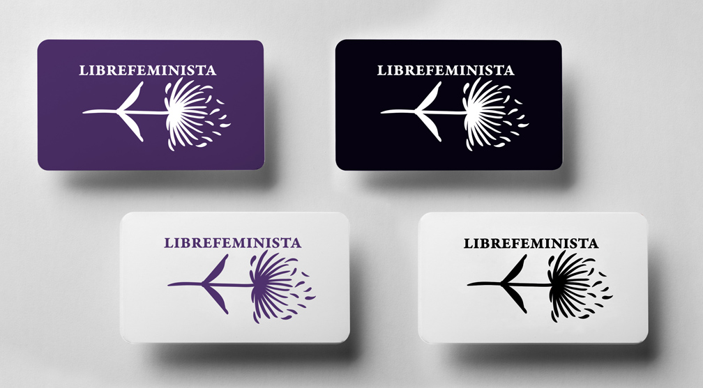 Diseño de logotipo para Librería Feminista. LibreFeminista. Diseño de tarjetas