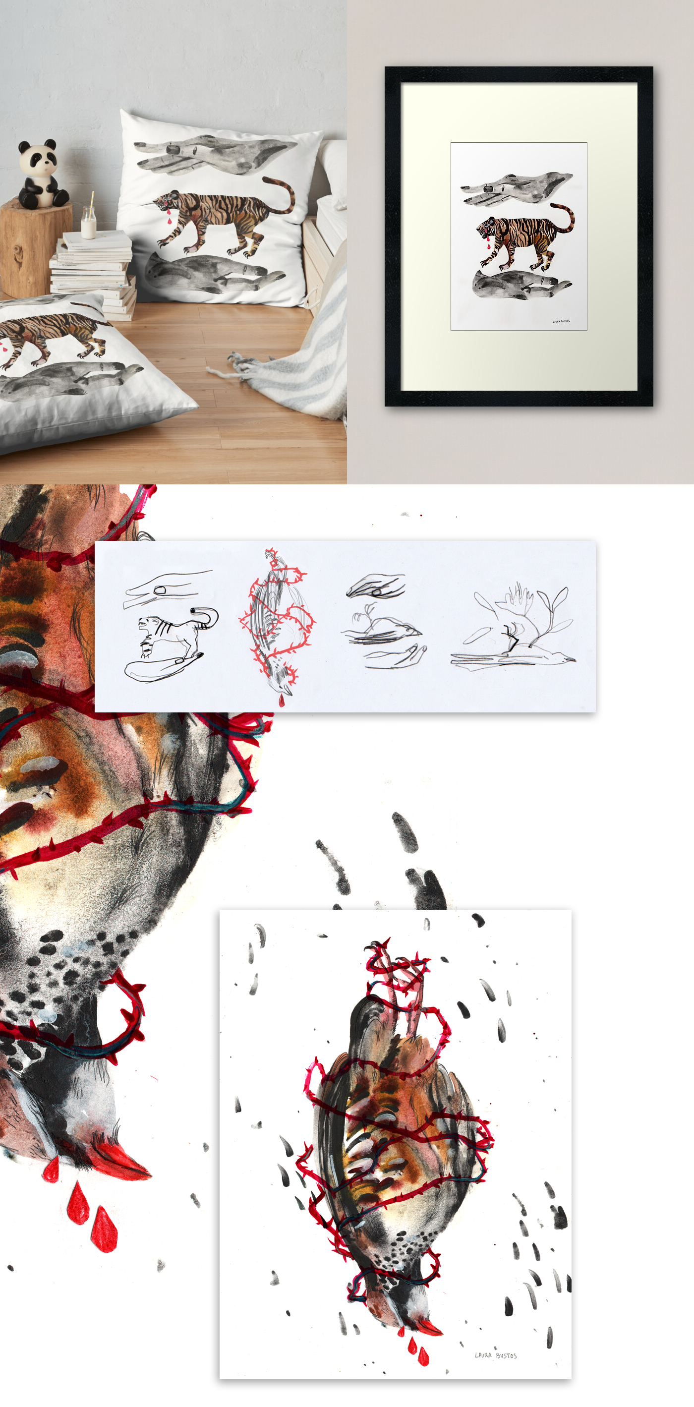 Ilustración tigre y perdiz