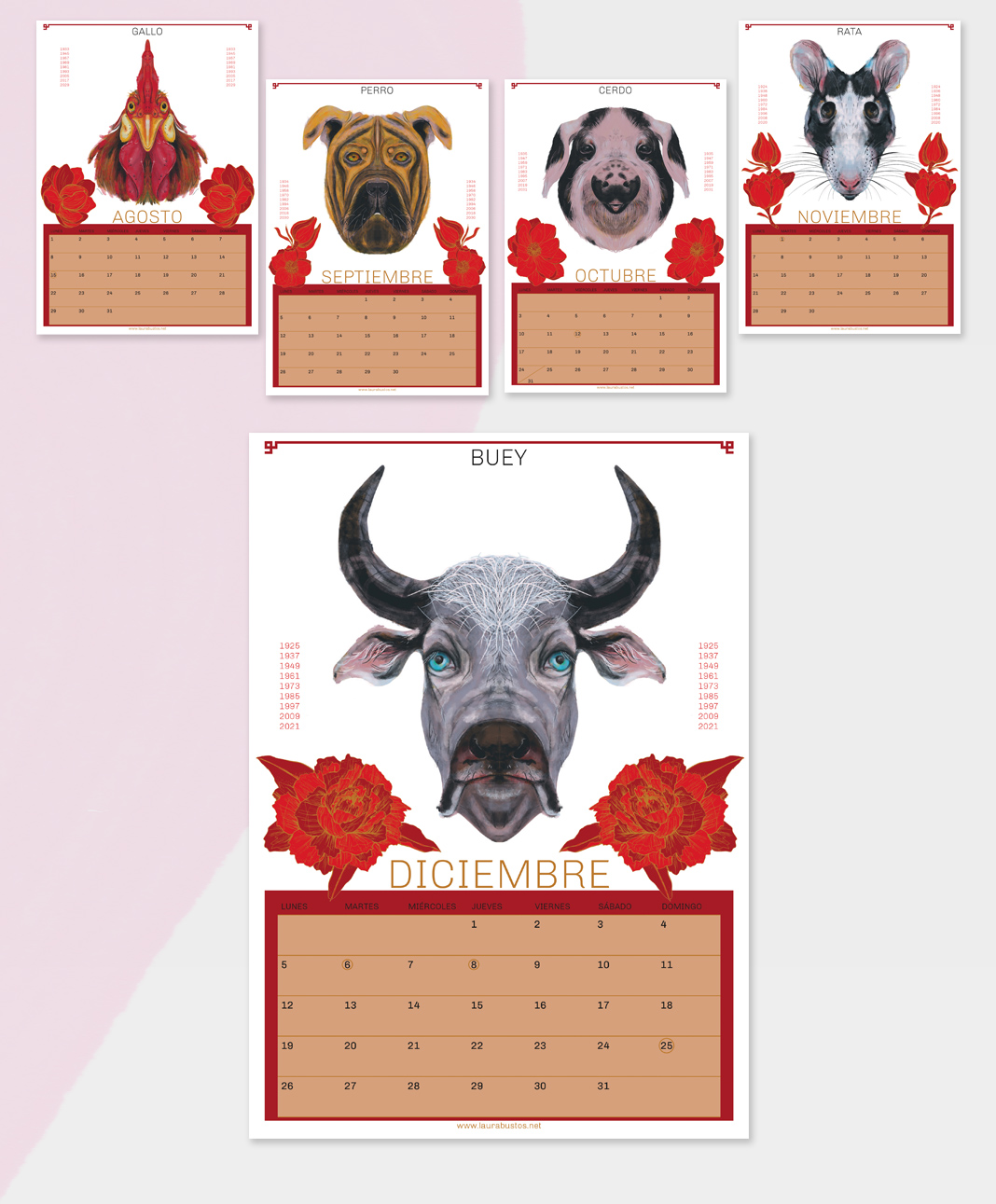 Diseño de calendario. Buey