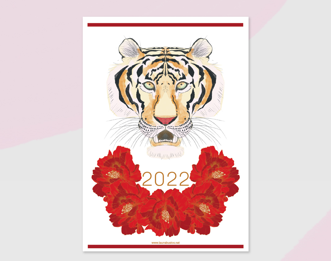 Diseño de calendario. Horóscopo chino, Tigre
