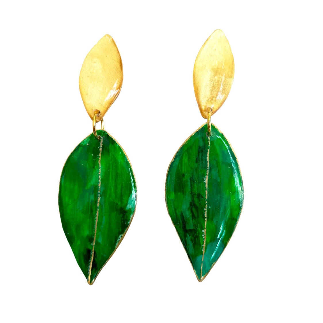 Pendientes latón hojas