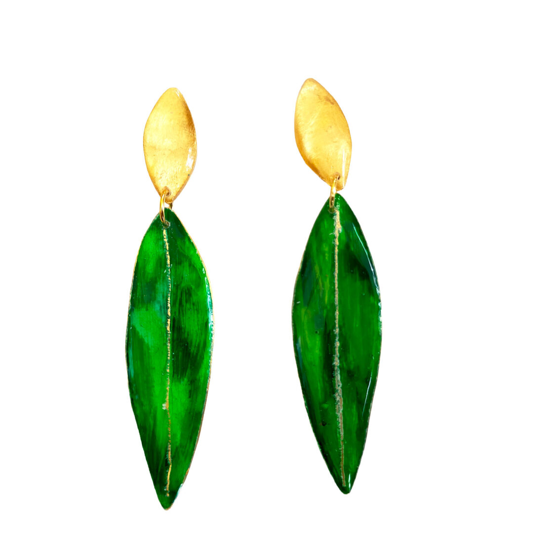 Pendientes de latón verdes