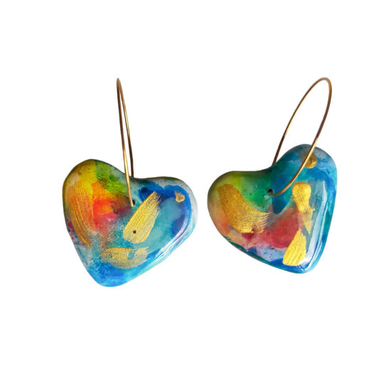 Pendientes corazones grandes multicolor