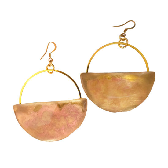 Pendientes medio aro rosado