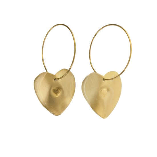 Pendientes corazón latón con corazón