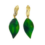 Pendientes hojas de latón verdes