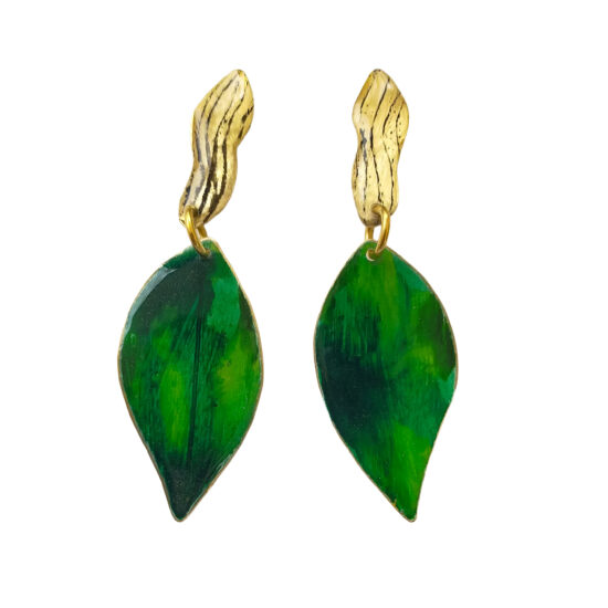 Pendientes hojas de latón verdes