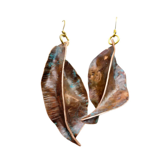 Pendientes hojas de cobre 1